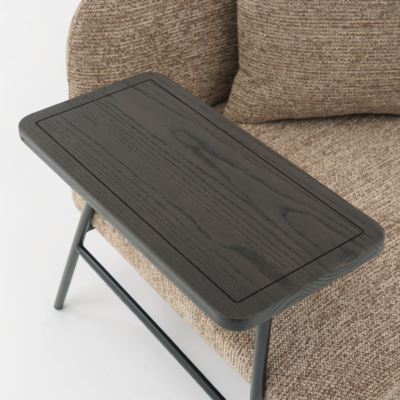 Chaise d'appoint rembourrée Minimalist avec table d'appoint intégrée et pieds en métal, Kaki