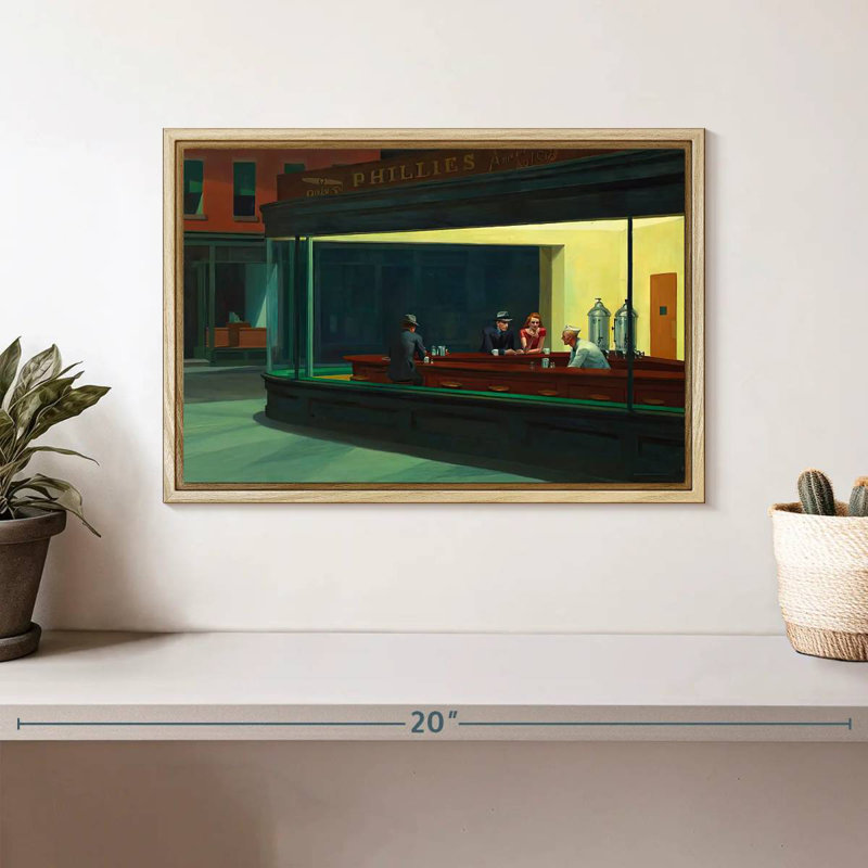 Nighthawks, Cadre flottant en bois naturel, 13 po x 9 po