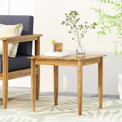 Table d'appoint en bois au style rustique avec ornement à lattes, 19,78 po x 19,78 po x 18,46 po, style Accent