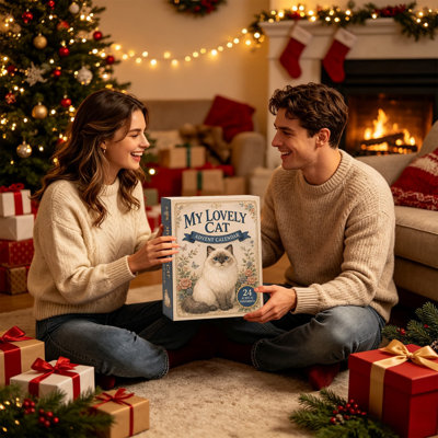 Décorations de Noël, chats, calendrier de l'Avent, 24 pièces, ensemble d'ornements de Noël en acrylique, décorations d'arbre de Noël pour Noël