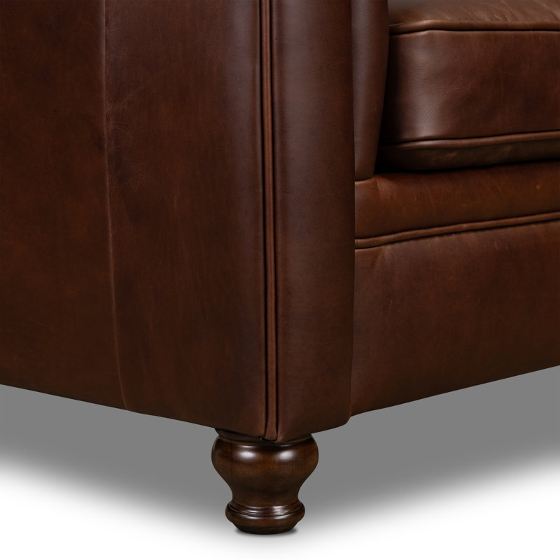 Lyon Genuine Leather Lounge Chair, Oscuro Brown