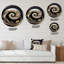 Vitrail doré noir et blanc V - spirales abstraites, art mural rond sur métal-1548787004