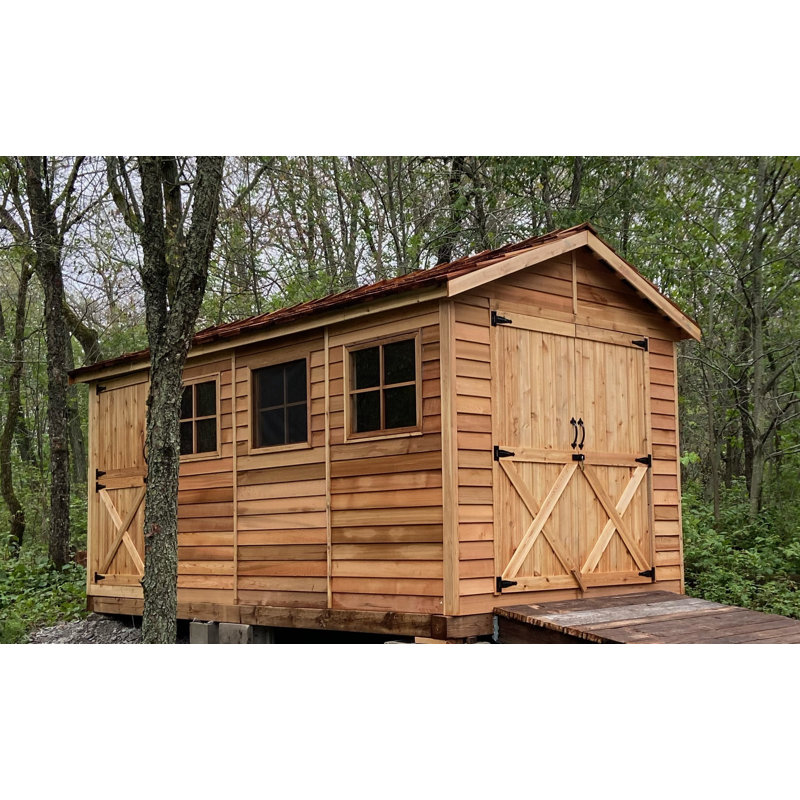 Boathouse 16 ft W x 10 ft D Western Red CedarWood Storage Shed