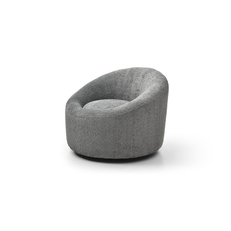 Matok Upholstered Swivel Club Chair, Grey Boucle