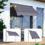 Auvent de patio 118 po x 47 po - Auvent avec poteaux réglables et support de fixation pour parasol de porte de fenêtre en métal inclus
