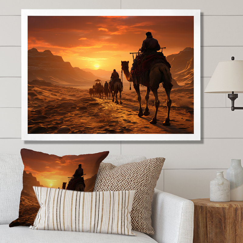 Asian Art Silk Road, reproduction d'art sur toile encadrée, H 24 po x l 32 po x P 1 po, Cadre photo blanc