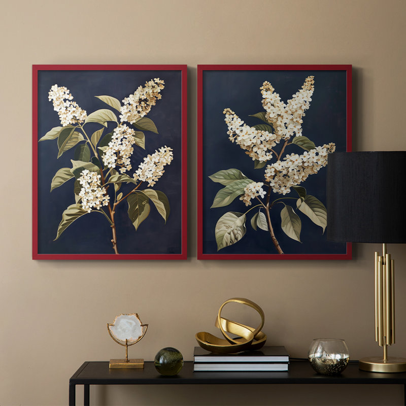 «FLORAL Series CLIV», reproduction encadrée de qualité supérieure - prête à être accrochée - aucun clou requis - aucun clou requis