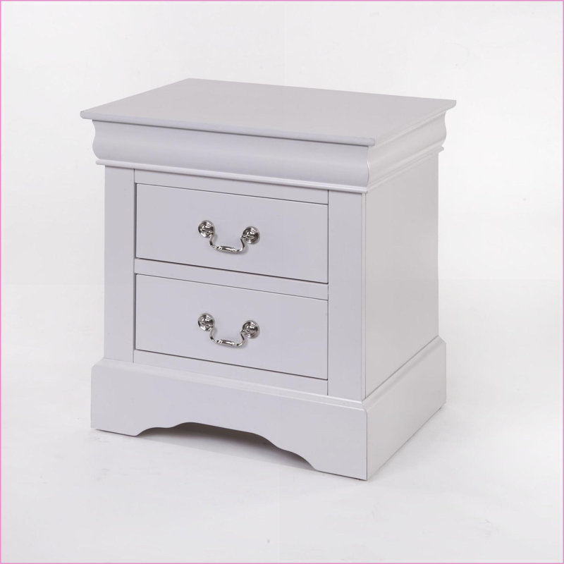 Table de chevet moderne blanche à 2 tiroirs Louis Philippe III, Blanc