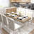 Farmhouse Extendable Dining Table With Smooth Guide Rails And White Legs