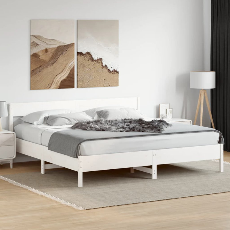 Vernia Solid Wood Bed, Kingsize (5'), White