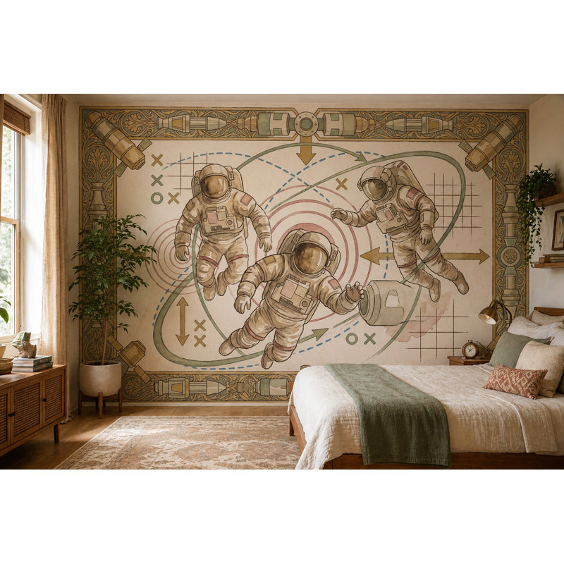 Papier peint astronomique astronautes, Non-Woven Nonpasted, 200"x120"