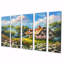Maison rustique dans un champ de fleurs blanches - art mural paysage 5 pièces-88070870