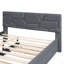 Lit plateforme tapissier avec tête de lit à motif brique et gigogne simple TG, tissu en lin-96022341-96022343
