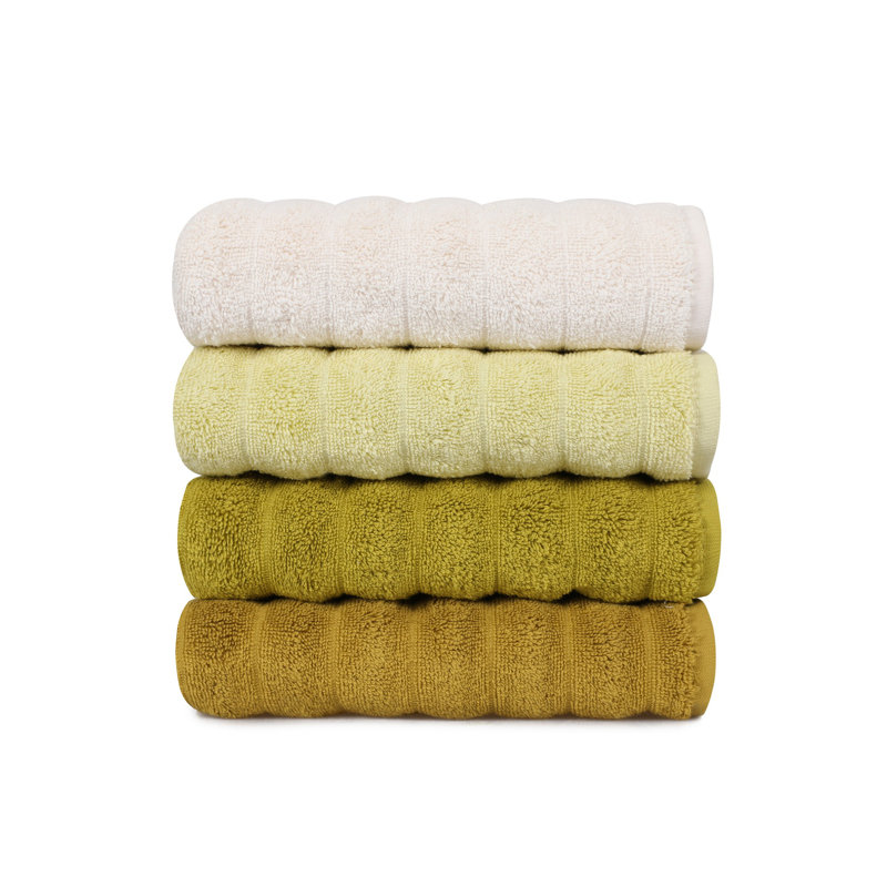 Ensemble de serviettes 4 pièces 100% coton, Brun / moutarde
