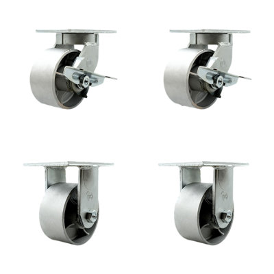 4 Piece Heavy Duty Semi Steel Cast Iron Caster Set