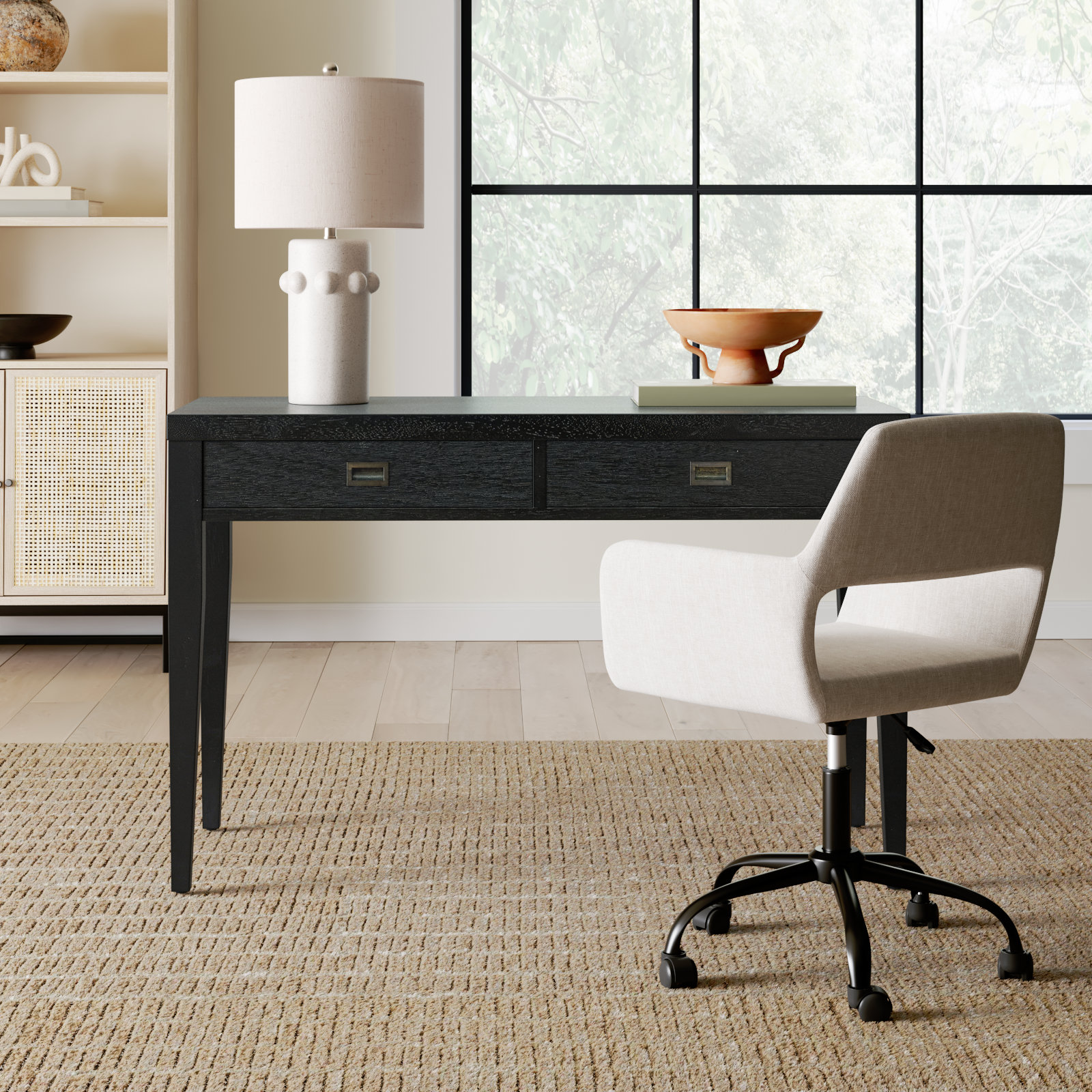 Wichita 48" Mahogany Writing Desk, Black