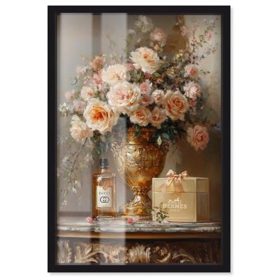 «Classic Vase Tans and Floral Shadowbox Print» par Art Remedy