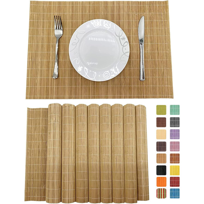 Napperons pour table de salle à manger, ensemble de 4 napperons en bambou, napperons résistants aux taches et à la chaleur, napperons durables et robustes pour table de cuisine