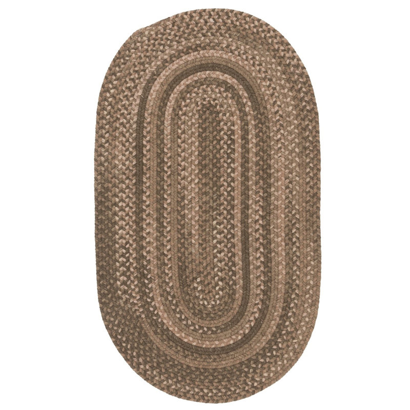 Tapis brun en laine tressé Nuriye, Ovale 8 pi x 11 pi