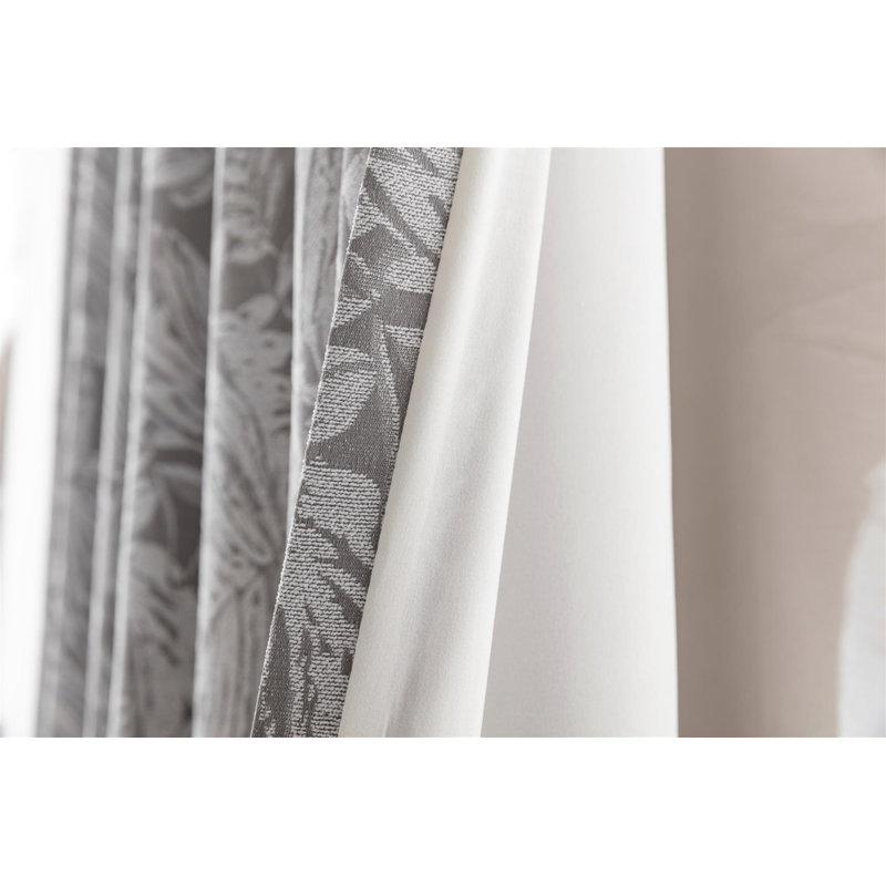 Zamora Chenille Jacquard Pencil Pleat Curtains Pair, 117cm Width x 229cm Drop, Silver