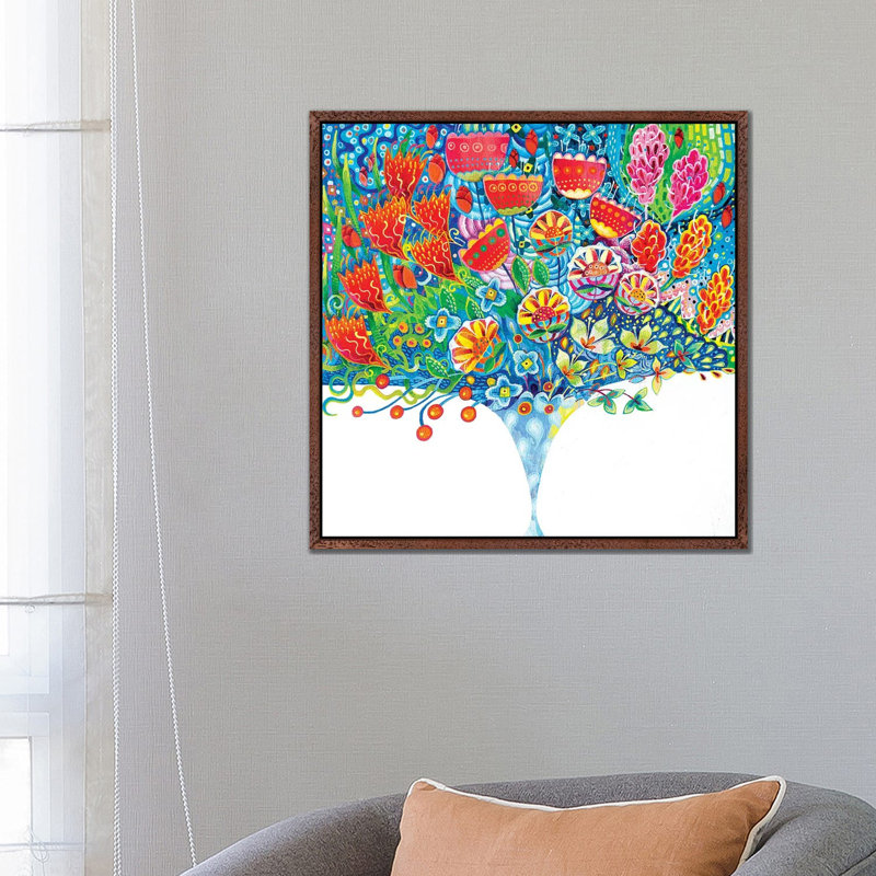 The Unfeasibly Narrow Vase by Imogen Skelley - Painting on Canvas, Brown Framed, 66.04cm H x 66.04cm W x 3.81cm D