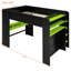 Lit superposé en bois avec bureau à hauteur réglable, garde-robe et lumière RVB