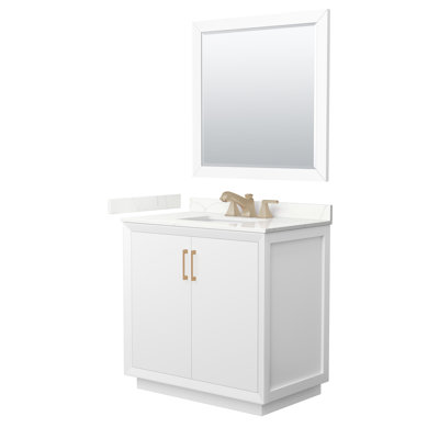 Meuble-lavabo sur pied simple 36 po avec plateau en quartz Strada