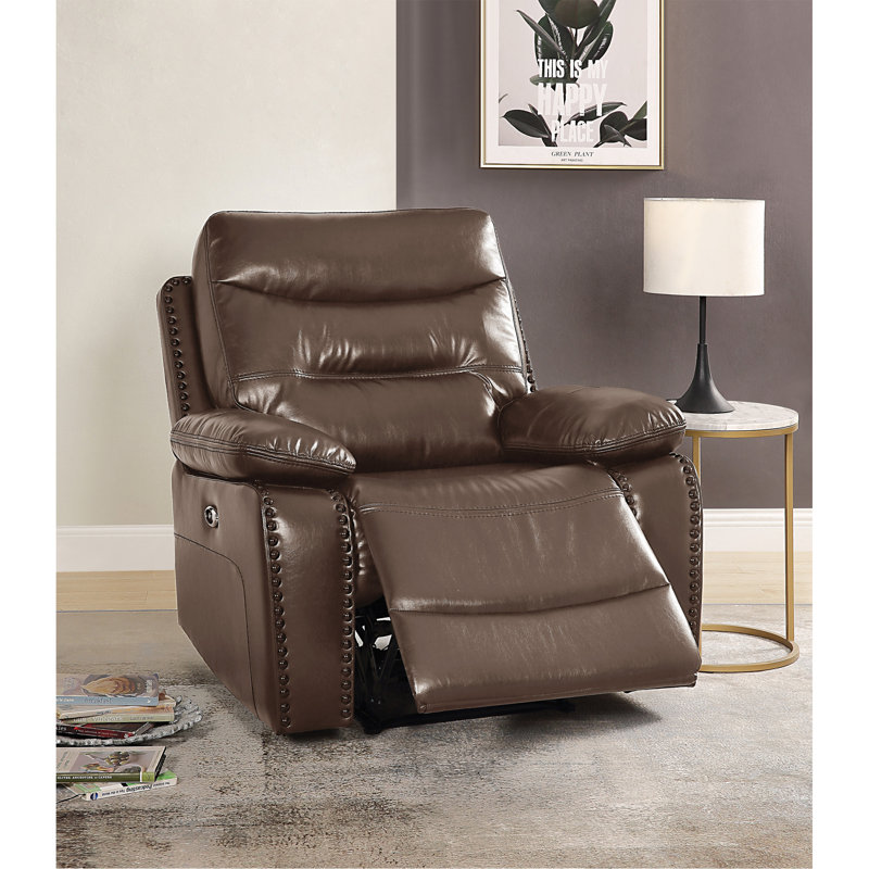 Fauteuil inclinable électrique brun avec accoudoirs coussinés