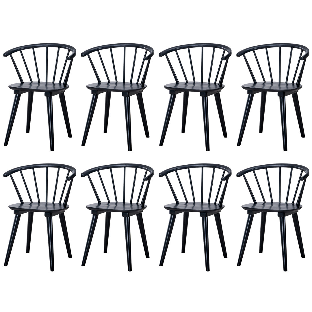 Rustic Solid Wood Dining Table With Modern Black Dining Chairs Set Gracie Oaks