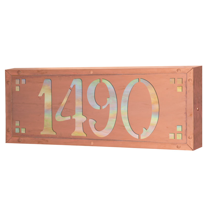 Customizable 120v Wall Address Plaque for 4 Numbers, Old Penny/Gold, Yes