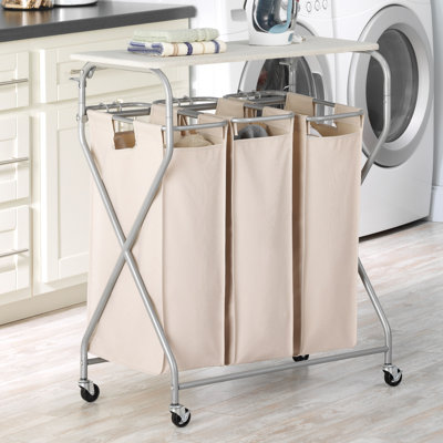 Canvas Rolling Laundry Center with Handles