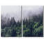 Brume et brouillard, pin vert, forêt, paysage naturel, impression sur toile, 2 pièces-92285427-92285428