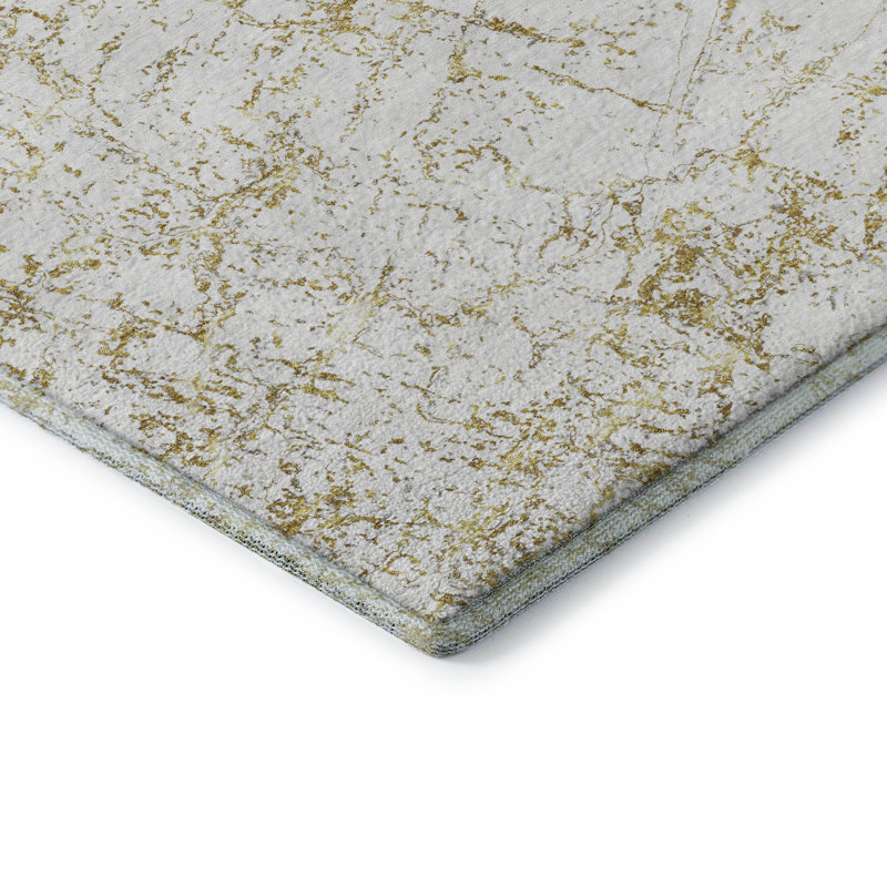 Tapis doré de qualité supérieure lavable à la machine Cerrito AMF606, Rectangle 10 pi x 14 pi