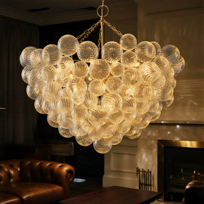 Lustre en verre tourbillonnant Nordic Bubble Ball, petit luminaire suspendu en verre soufflé doré et transparent Dia Gild pour restaurant de chambre à coucher