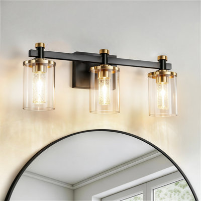 Luminaire pour meuble-lavabo de salle de bain 5 lumières DEL chrome avec abat-jour en cristal, température de couleur réglable 3, intensité variable, IRC élevé 90