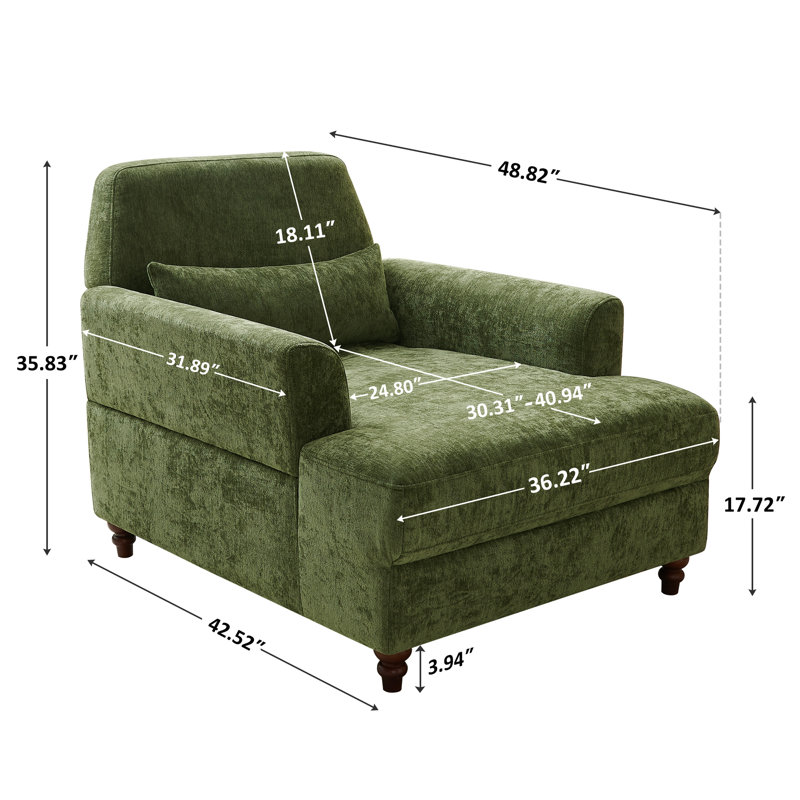 Fauteuil d'appoint rembourré surdimensionné de 41 po de largeur avec dossier réglable pour une utilisation multi-scène, Beige