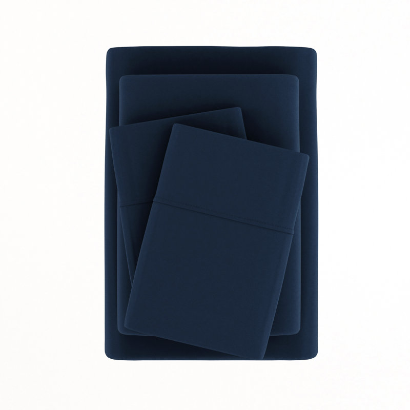 Ensemble de draps en microfibre doublement brossée 4 pièces Becky Cameron 1800 Series, Marine