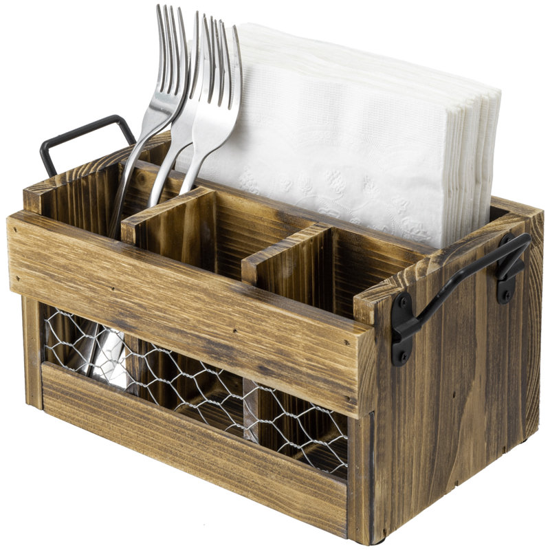 Wood Rectangle Flatware Caddy
