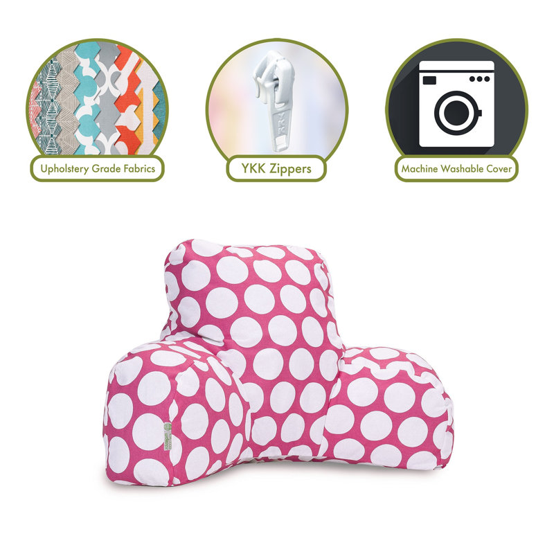 Polka Dot Reg Cotton Bed Rest Pillow, Hot Pink