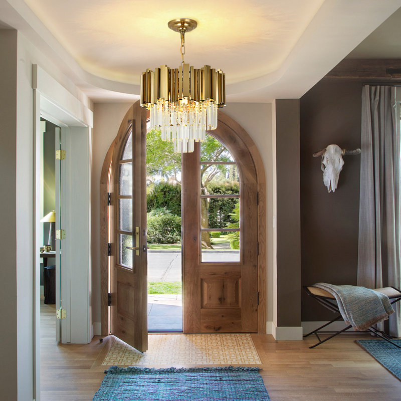  Lustre tambour 4 lumières à intensité variable avec détails en cristal