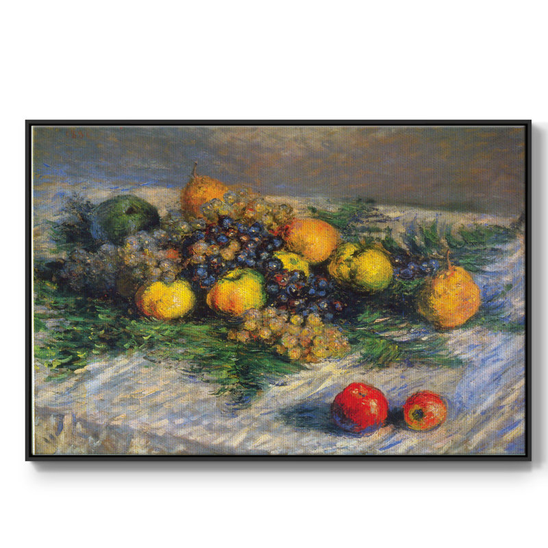 Nature morte encadrée sur toile par Claude Monet, Toile avec cadre flottant noir, H 25 po x l 37 po x P 2 po