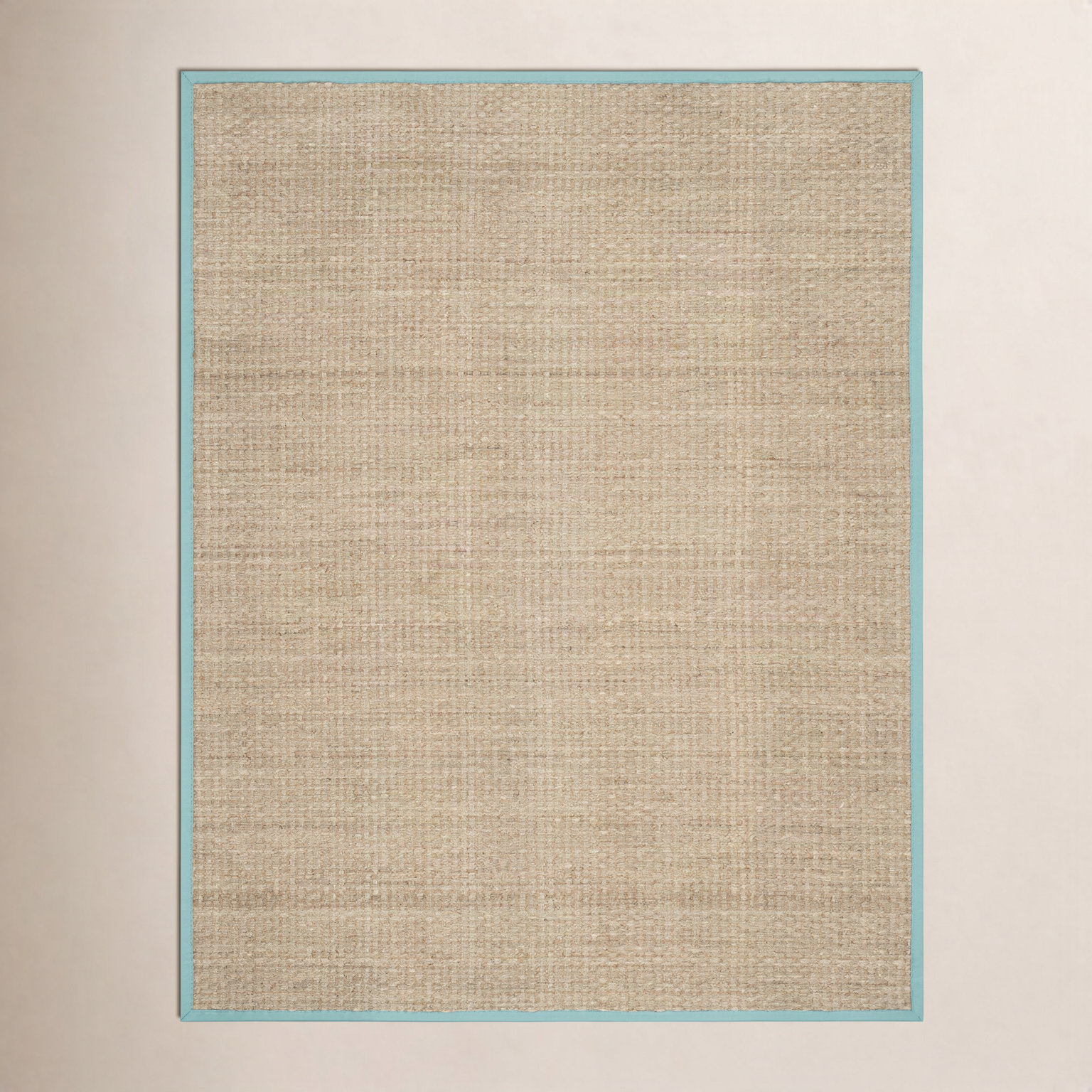Natural Teal Bamboo Seagrass Rug, Rectangle 4' x 6'