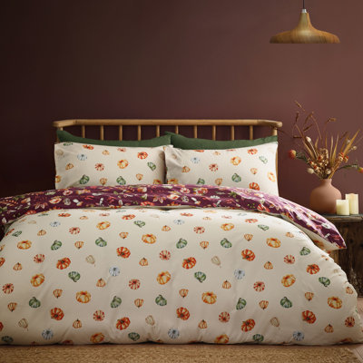 Autumn Pumpkins Reversible Duvet Cover Set