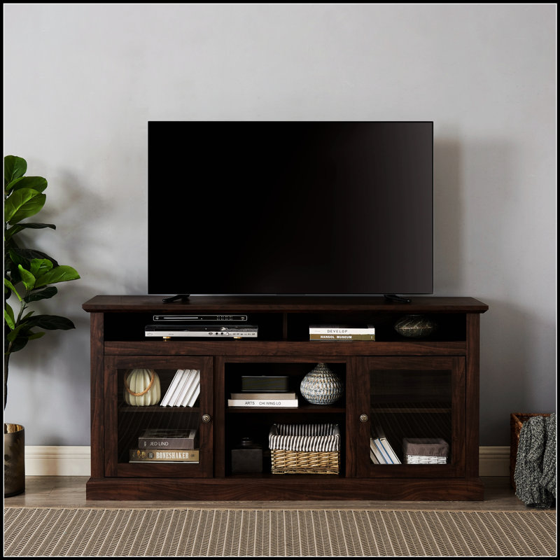 Meuble télé contemporain pour meuble télé pour téléviseur de 65 ans ou moins avec rangement ouvert et fermé, 60 W * 15,75 P * 29 H