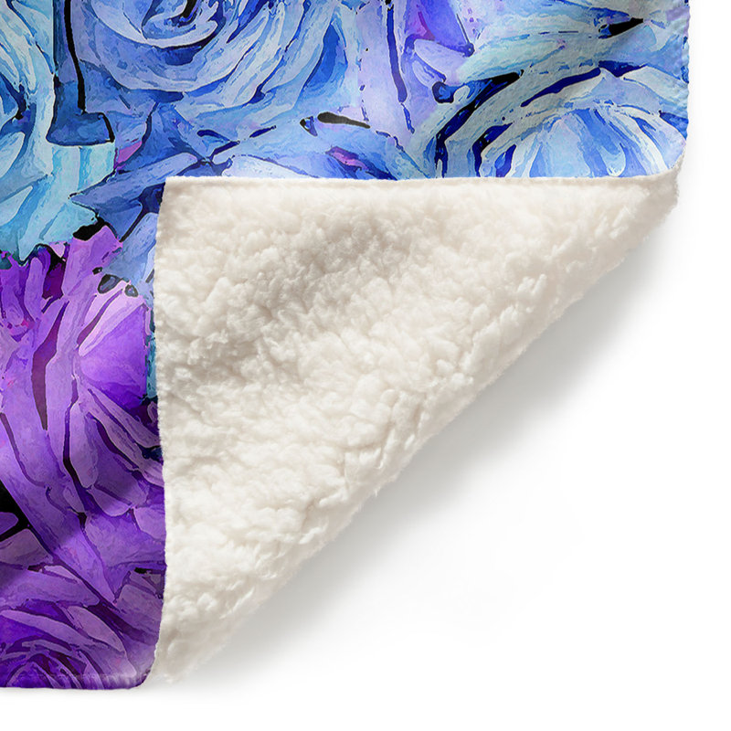  Jeté Roses, l 51 po x L 60 po, Bleu / Mauve