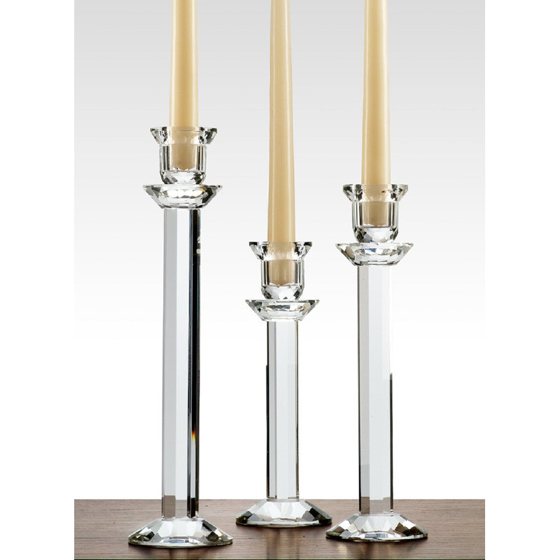 Crystal Tabletop Candlestick, 12" H x 3.15" W x 3.15" D