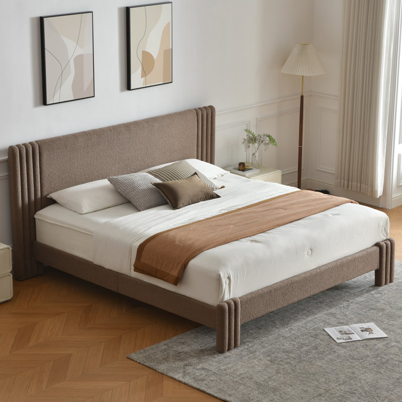 Lit plateforme tapissier Modern, King, Coffee