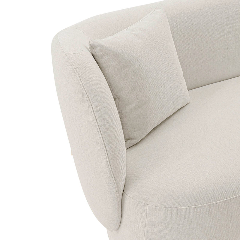 Siri 93'' Modern Linen Weave Upholstered Pine Wood Sofa in Cream, Cream 100% Linen