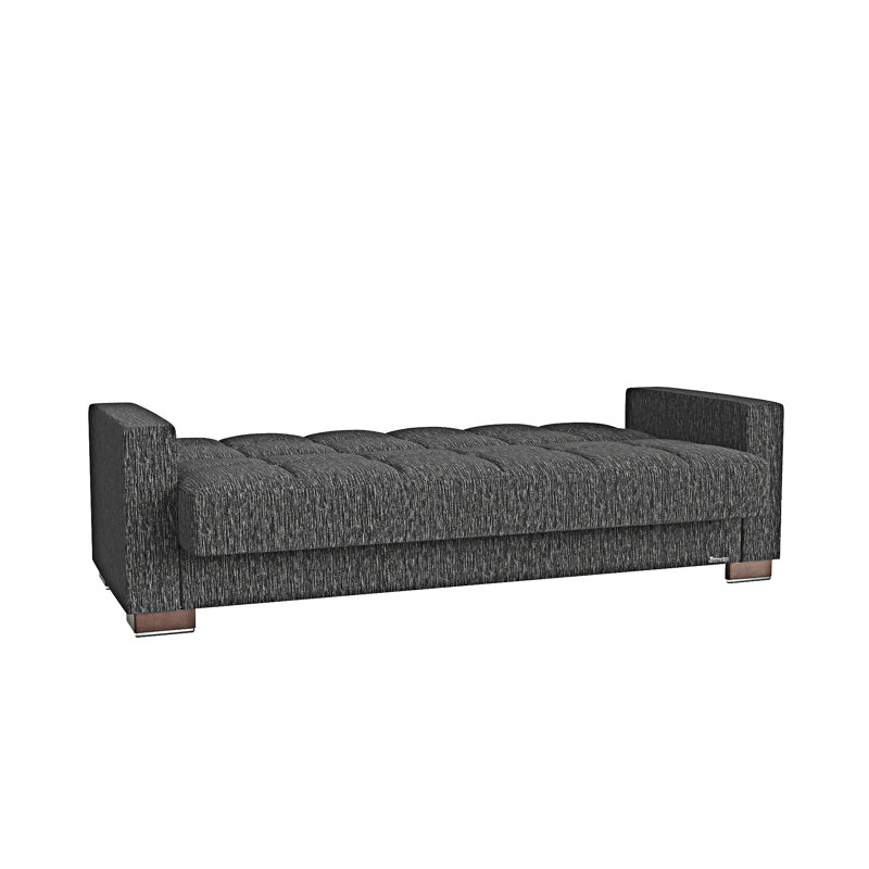 Canapé-lit rembourré convertible avec rangement, Chenille grise foncée