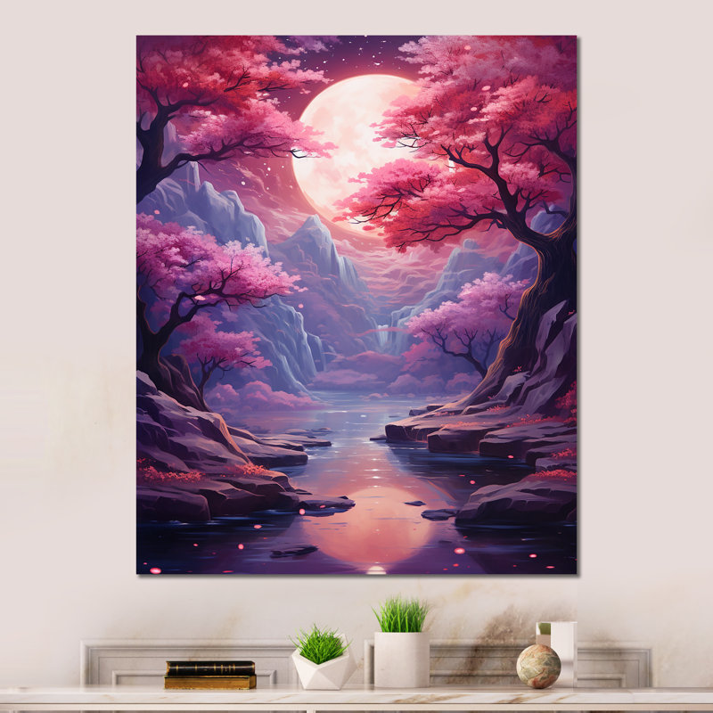 "Cascade cosmique prune surréalisme I" sur métal, H 32 po x l 16 po x P 1 po
